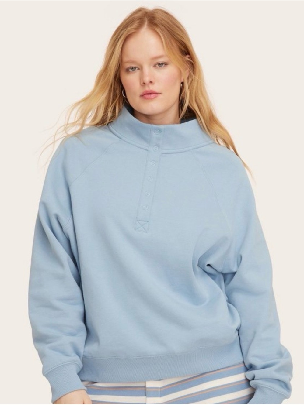 Parke x target Women's Snap-Front Funnel Neck Pullover Sweatshirt in Light Blue